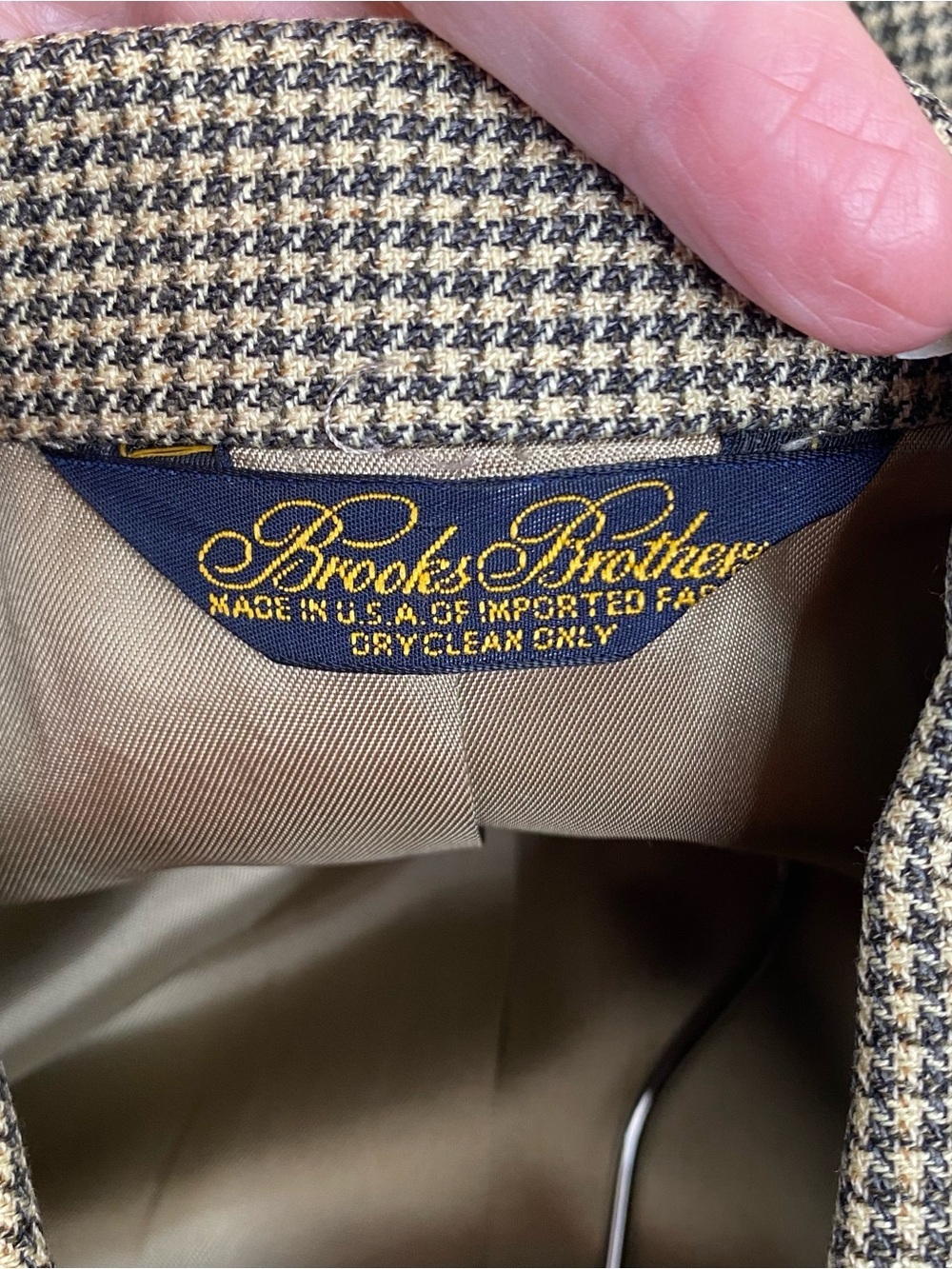 Brooks Brothers Men’s Houndstooth Wool Blend Sport Coat Blazer Tan/Black 42R - Picture 9 of 12